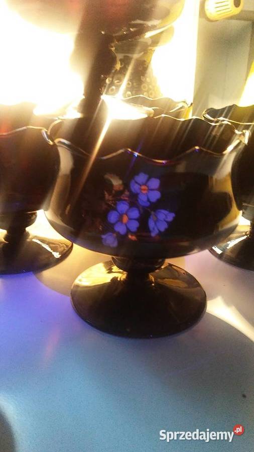 Piękne pucharki do deserów Bohemia PRL kolor Łódź