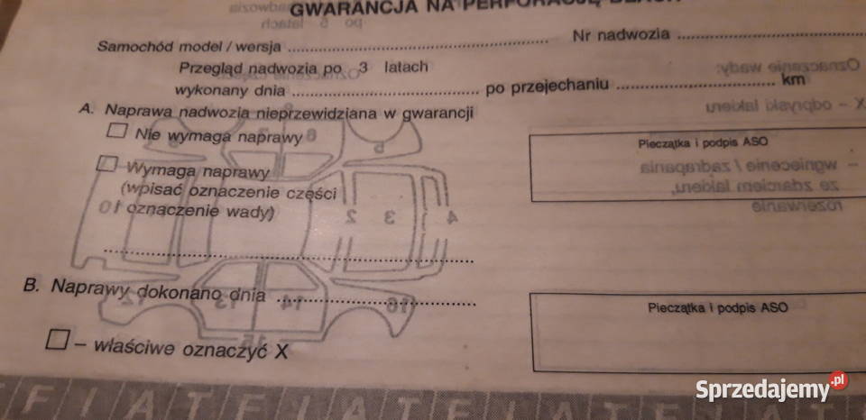 Fiat 125 Książka gwarancyjną Rzeszów