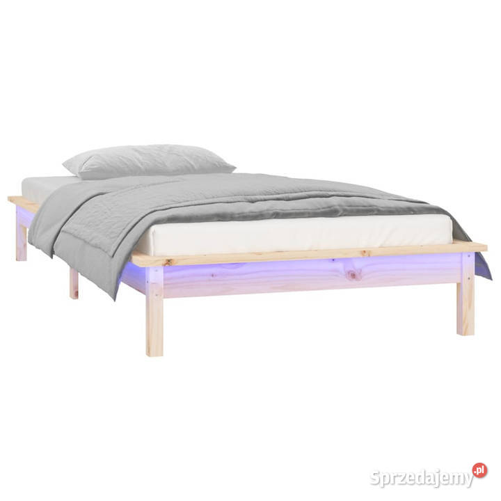 Rama łóżka z LED pojedyncza lite drewno 90x190 Łóżka Warszawa