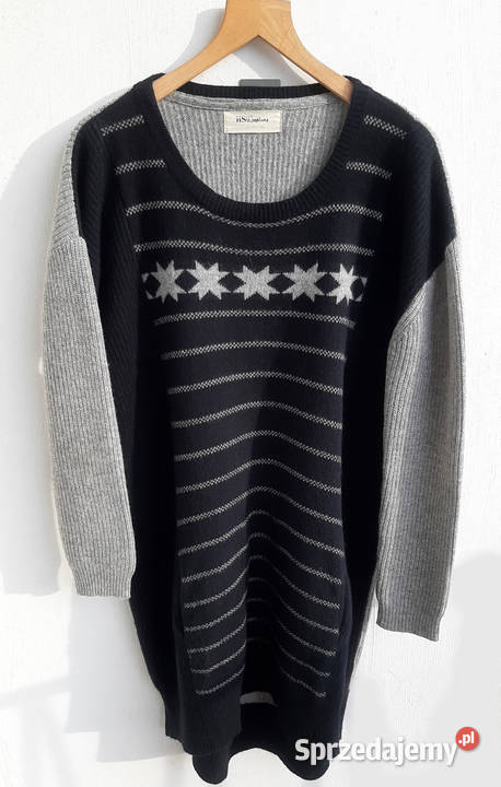 Wełniana sukienka swetrowa norweska wełna owcza czarny Warszawa sprzedam