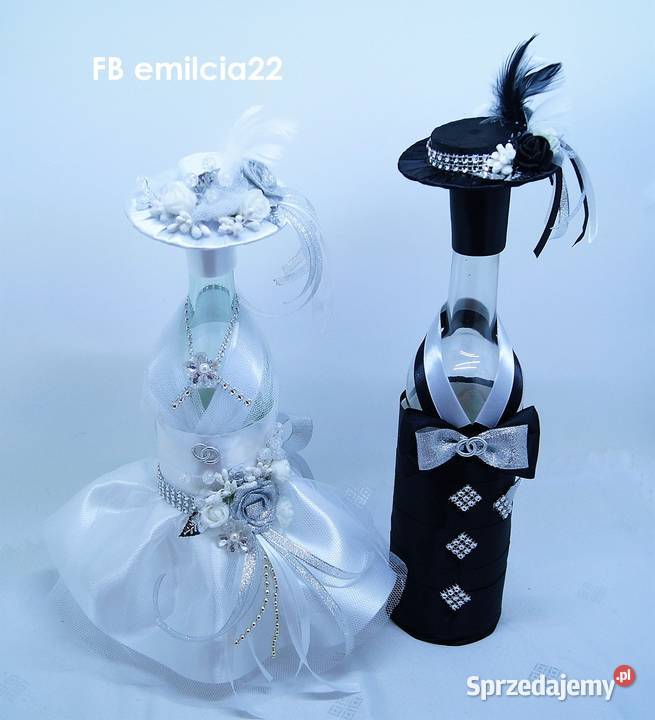 Komplet Ślubny Ubranka na butelki Winko lubuskie Zielona Góra sprzedam