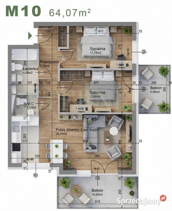 Przestronne mieszkanie 3pokojowe 6407m2 małopolskie Kraków