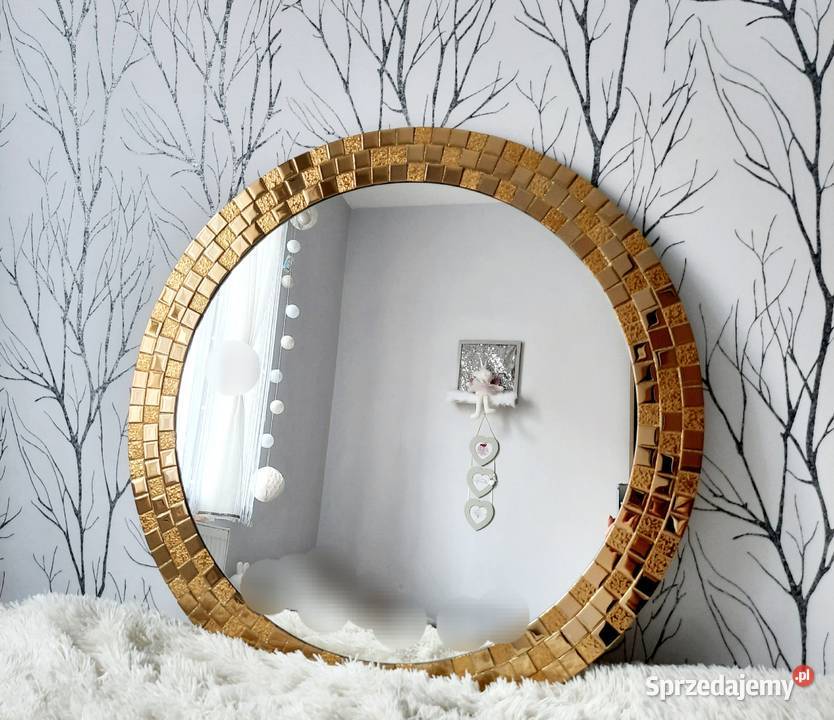 Lustro okrągłe złote 60 70 80 90 złota rama Wyposażenie wnętrz Przemyśl