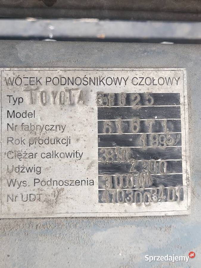 Wózek widłowy Toyota 5FG 25 udźwig 25t przesuw