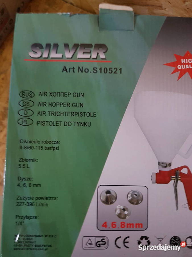 PISTOLET DO TYNKOWANIA Malowania PLASTIK SILVER Głogowa