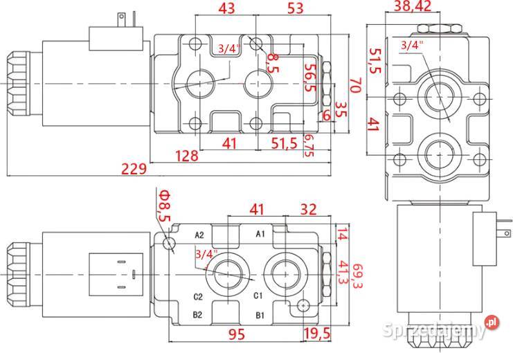 Elektrozawór 62 Dzielnik 90L 12V 3 Sekcja Do Hydraulika Solec Kujawski