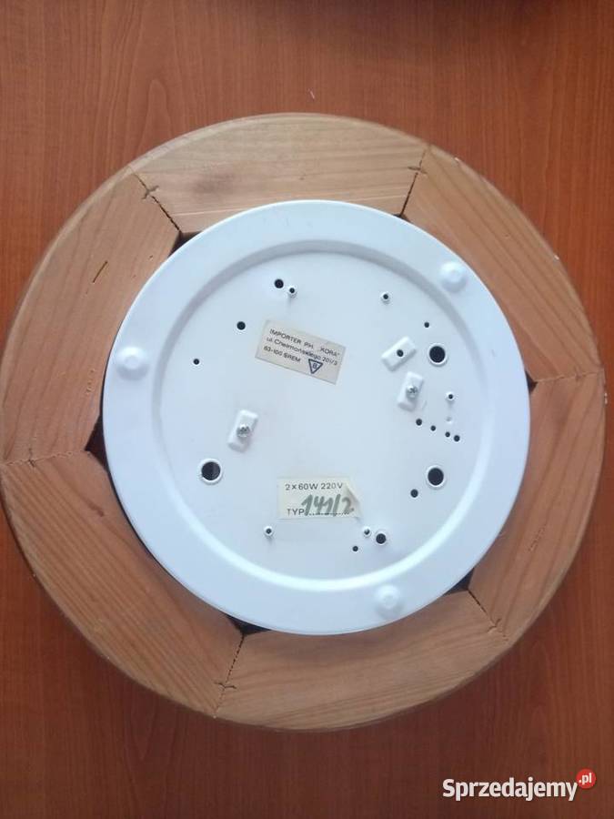 Plafon sufitowy 2x60W e27 drewno szkło mleczne Pyrzyce