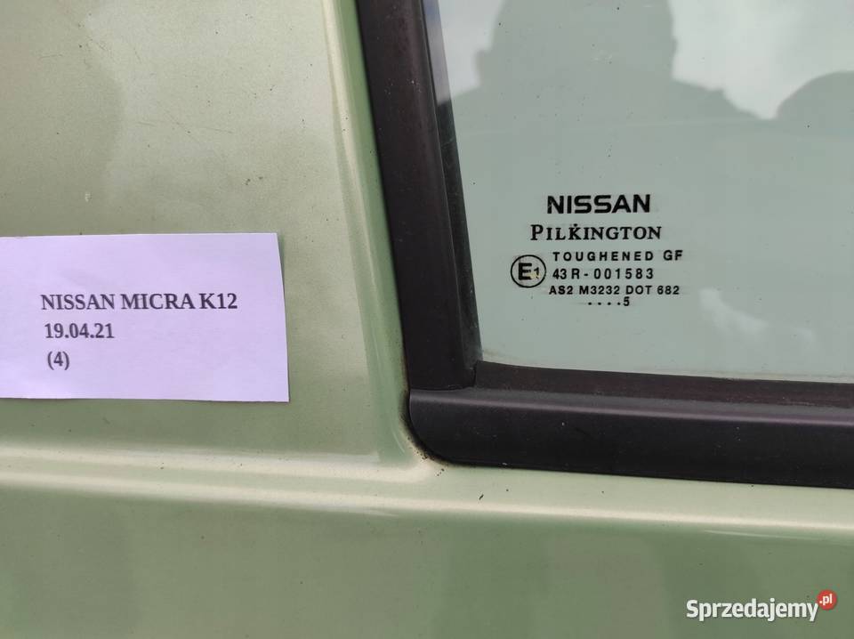 SZYBA DRZWI PRAWY PRZÓD NISSAN MICRA K12 HB 3D wielkopolskie Nowy Tomyśl
