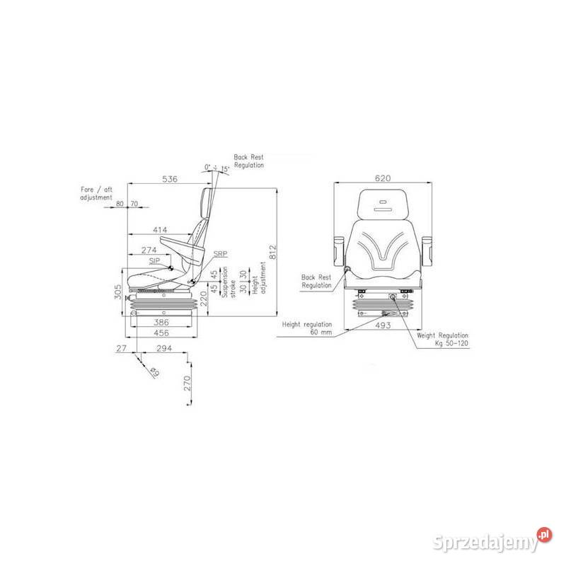 Siedzenie TOP5565RBK pneumatyczne z funkcją