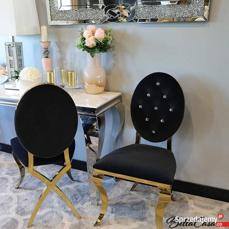 Krzesło Ludwik III Gold Glamour z kryształkami sprzedam