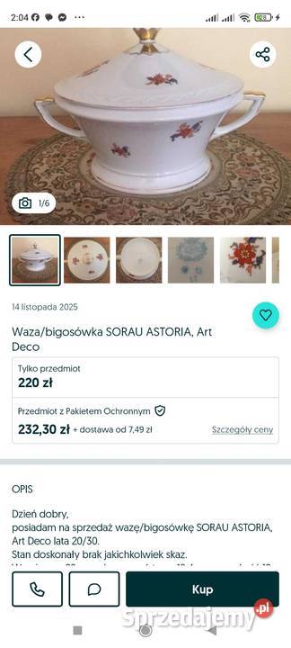 SORAU ASTORIAok 1920 WAZA ART DECO elementy Porcelana i szkło Pabianice
