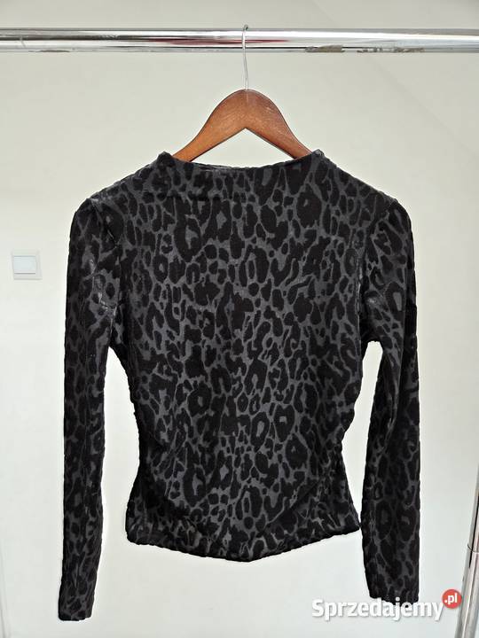 Czarna bluzka top w panterkę zwierzęcy wzór Liszki sprzedam