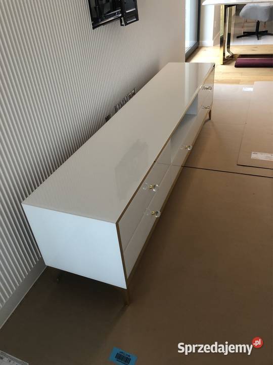Komoda RTV nowoczesna glamour biała złota noga Komody Kępno