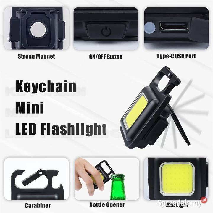 Latarka LED COB A30 Wielofunkcyjna na USB Sieradz sprzedam