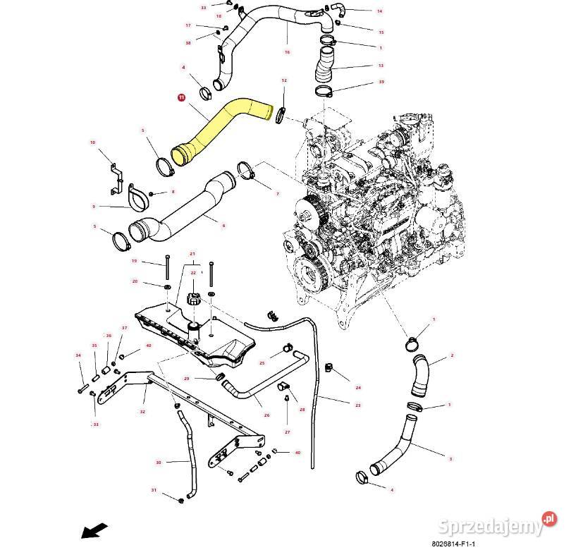 Rura układu chłodzenia silnika Massey Ferguson Chłodzenie silnika Białystok