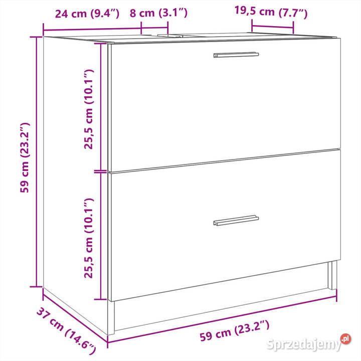 Szafka pod umywalkę czarna 59x37x59 WM848109 Pozostałe Warszawa sprzedam