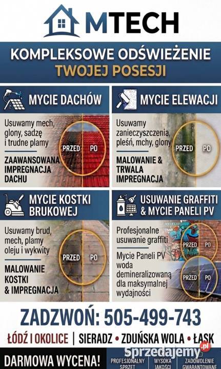 Mtech Profesjonalne Mycie Dachów Kostki i Pozostałe