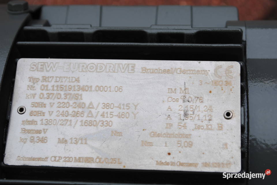 Motoreduktor 037kw 271obrmin Firmy SEW Kargowa sprzedam