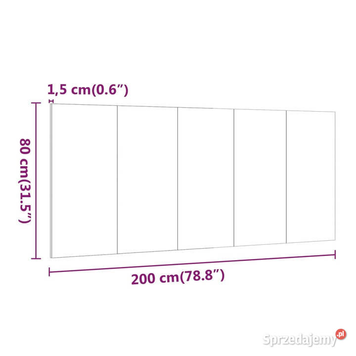 Wezgłowie łóżka białe 200x15x80 materiał mazowieckie
