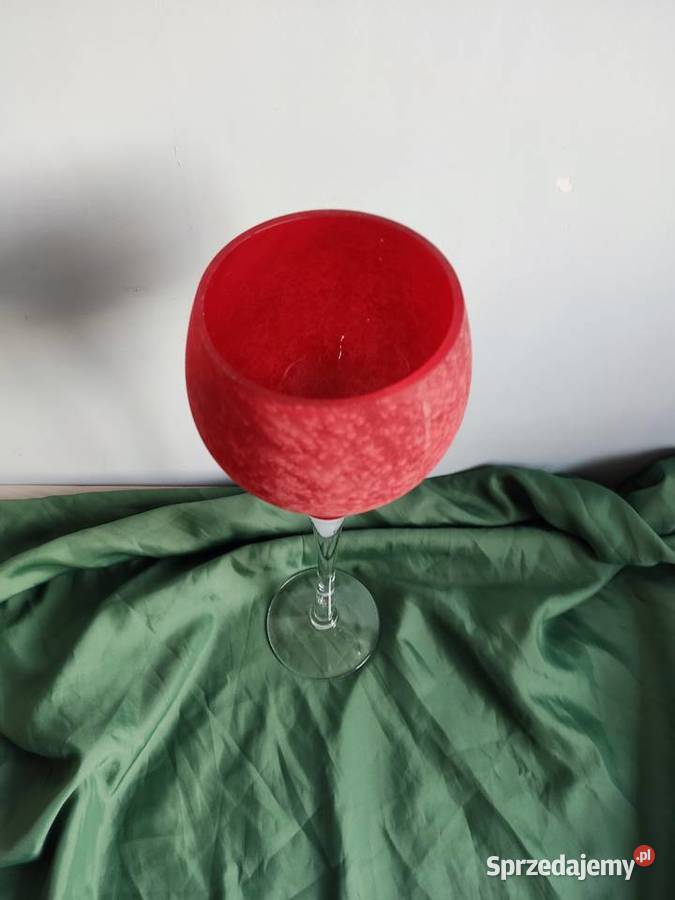 Kielich szklany czerwony lampion h40 Głuchołazy sprzedam