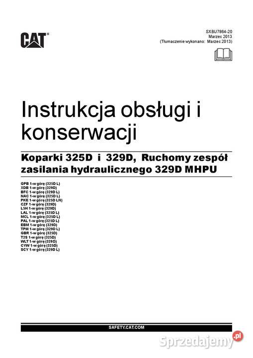CATERPILLAR 325D 329D 329D MHPU gąsienica DTR Kraków