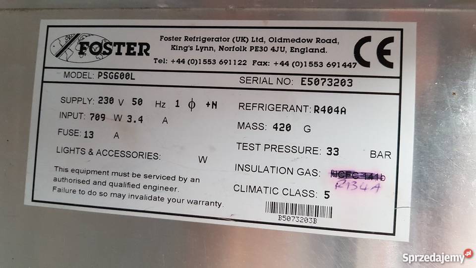 Szafa mrożnicza Foster 70x80x207 Krotoszyn