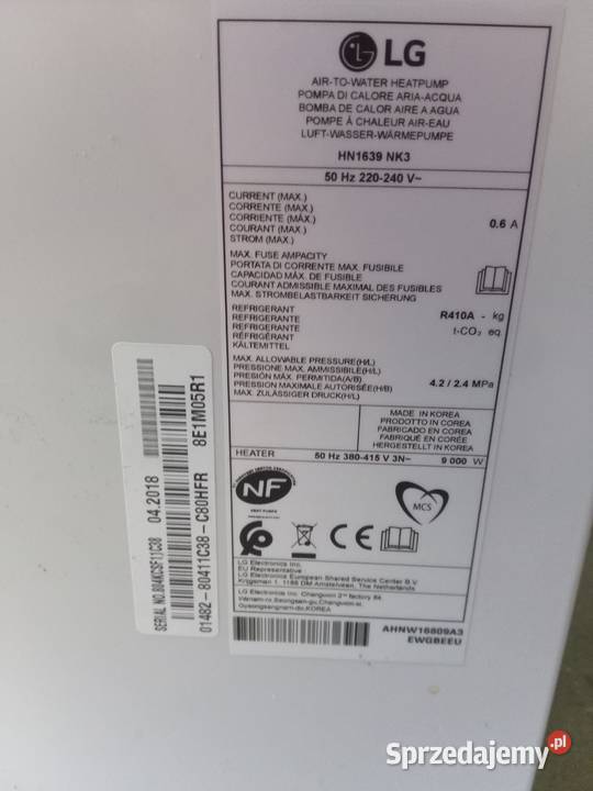 Płyta główna LG EBR797359 pompy ciepła LG HN1639 Pozostałe Wrocław sprzedam