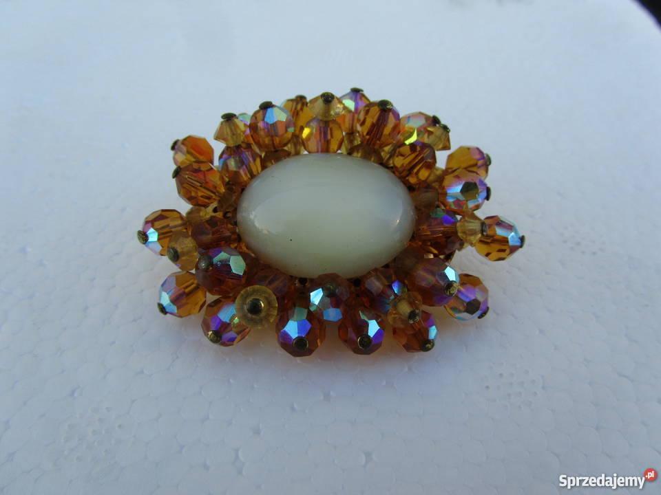 Broszka ozdobna jubilerska owalna kamień kolor Ozdoby Olecko