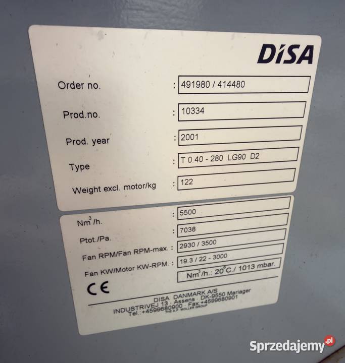 Wentylator transportowy promieniowy DISA 22kw Szczecin