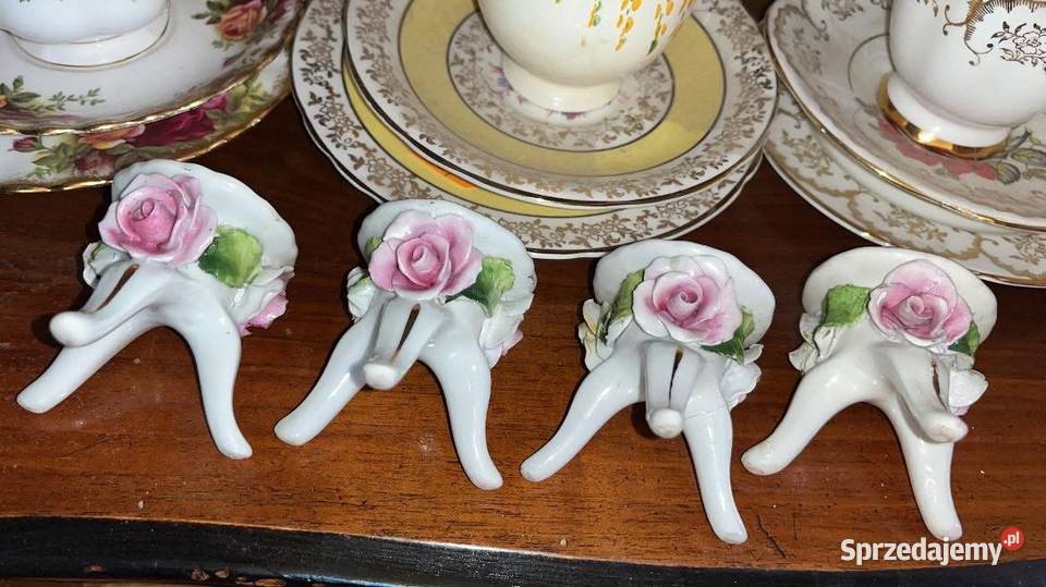 Świecznik Z porcelanowymi kwiatkami Niemcy Lata Gdańsk