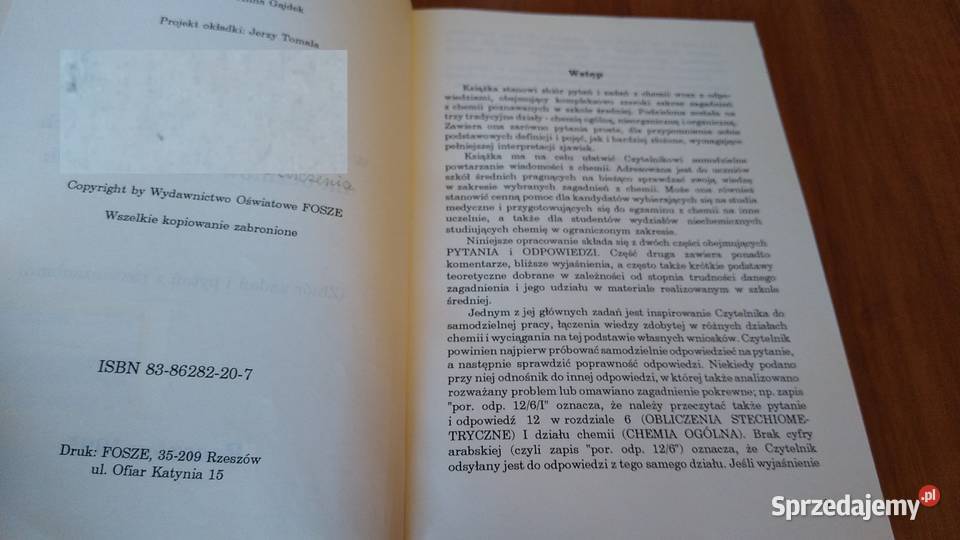 Chemia w pytaniach i odpowiedziach uczniów szkół pomorskie Gdańsk sprzedam