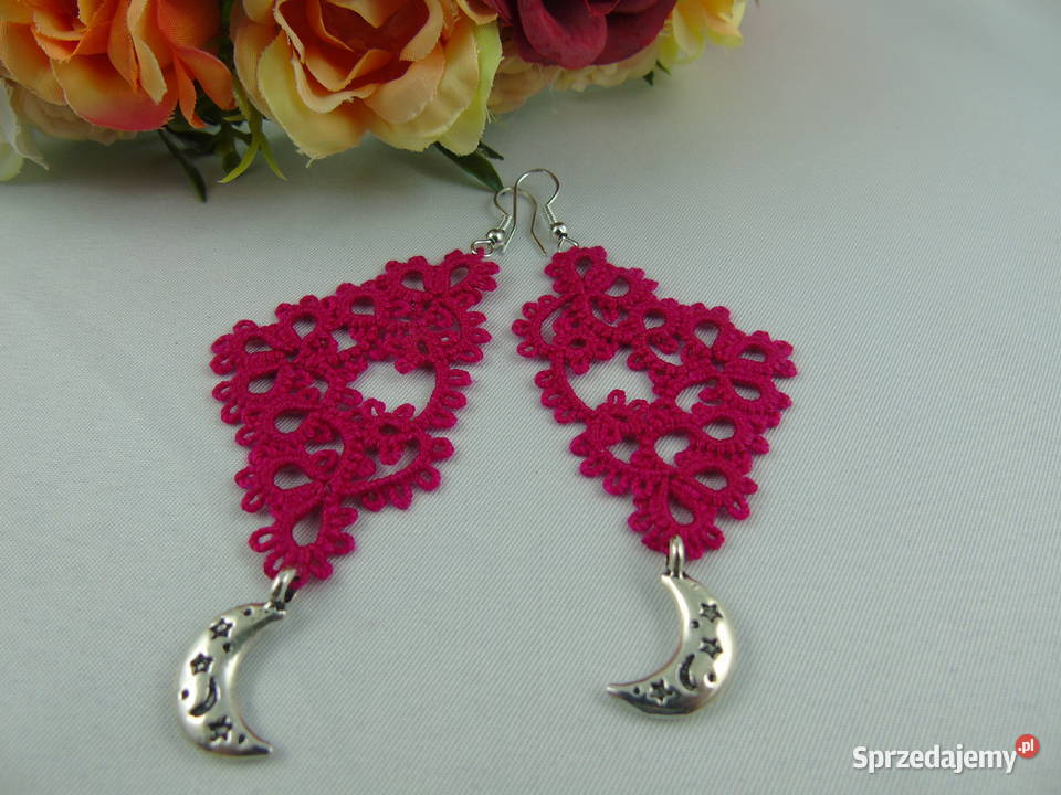 Kolczyki frywolitkowe Wiśniowa sprzedam