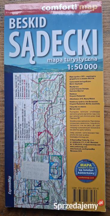 Beskid Sądecki 1 50 000 laminowana comfortmap Mapy i przewodniki Kraków