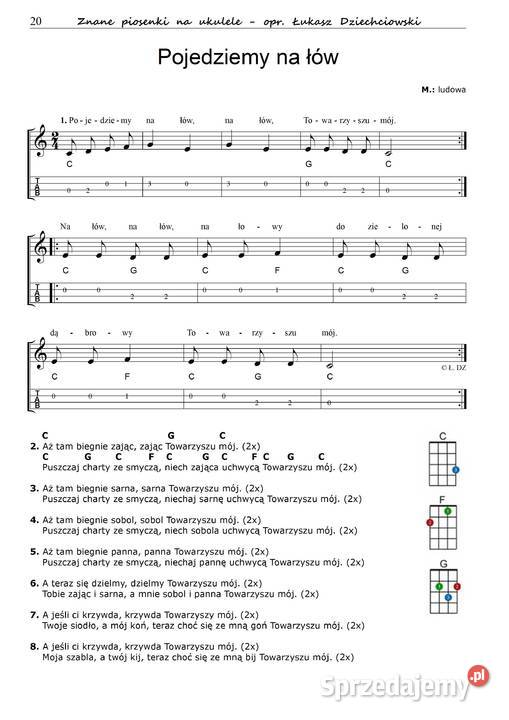 Piosenki na ukulele nuty 31 piosenek tabulatura Poznań sprzedam