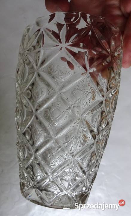 Wazon Grube Szkło Przezroczyste Piękny Szlif wielkopolskie Poznań