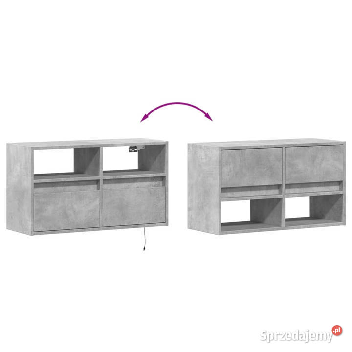 Ścienna szafka TV z LED szarość betonu 80x31x45 Warszawa