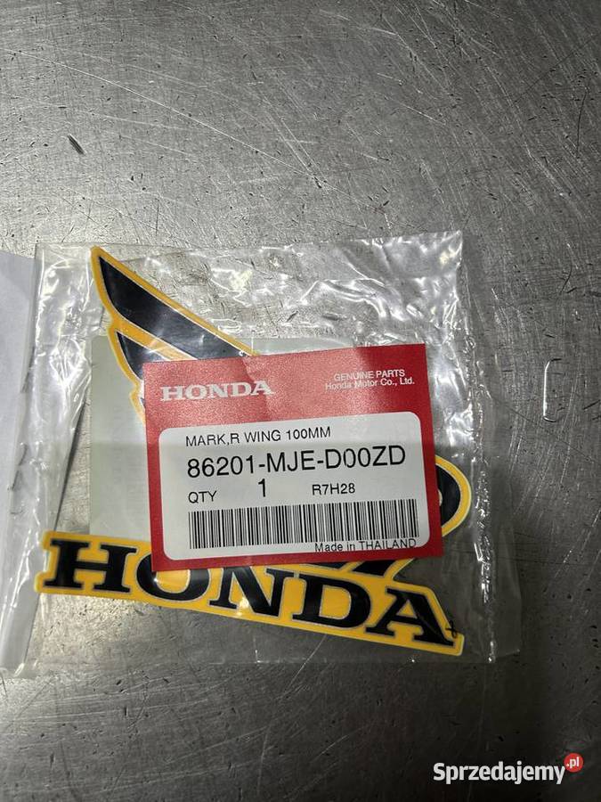Nowa orginalna żółta naklejka na bak prawa honda