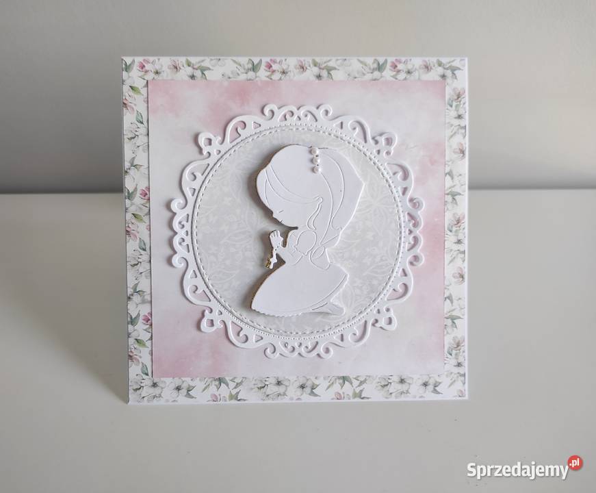 Kartka ręcznie robiona z okazji Komunii Świętej Łódź