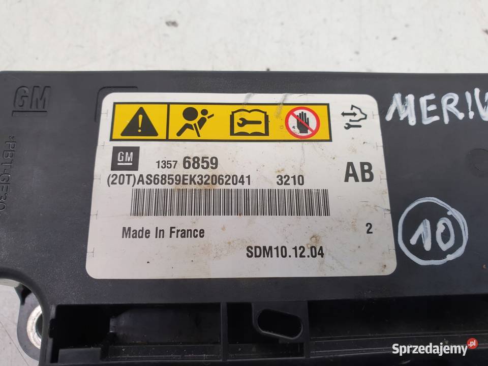 Opel Meriva B MODUŁ sensor PODUSZEK 13576859 osobowe Poduszki powietrzne