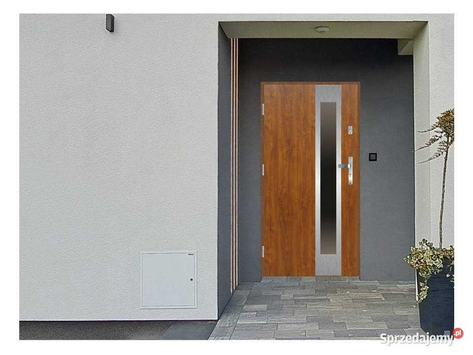 Drzwi wejściowe do domu GI03 INOX Złoty Dąb 90 Ciemniewo sprzedam