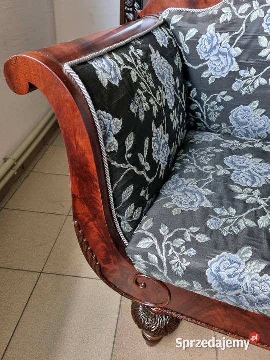 Piękna sofa empirowa z końca XIX wieku motyw Szczecin