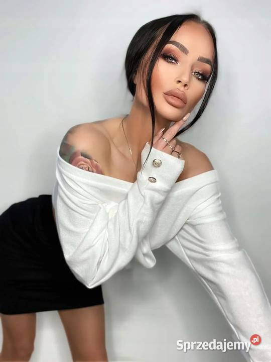 Sweter komono lekki dekold łódkabiust 110biały łódzkie Pątnów