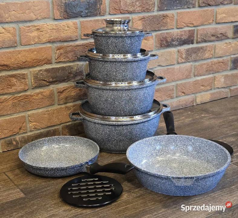 Garnki marmurowe 12 el Łódź sprzedam