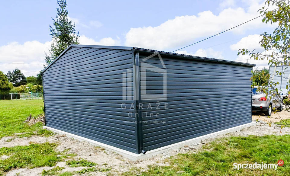GARAŻ BLASZANY 6m x 6m dwuspad 2x Brama okno