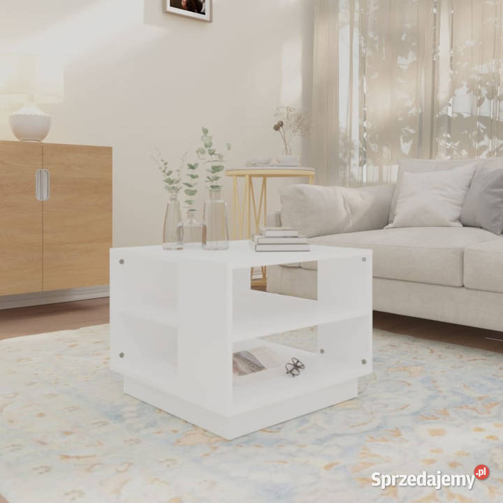 Stolik kawowy biały 55x55x43 materiał Stoły Warszawa