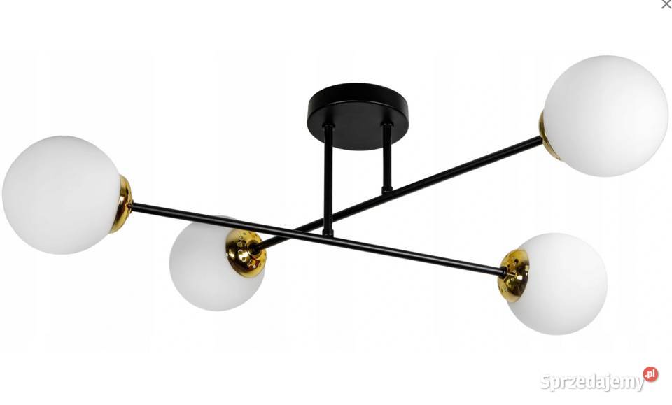 LAMPA SUFITOWA WISZĄCA 4 Kule GOLD Szklana Choroszcz