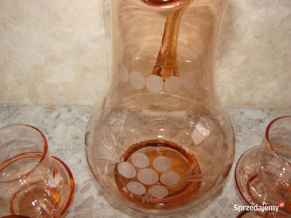 zestaw do napojó2ww różowe rżnięte cienkie szkło Pruszcz Gdański