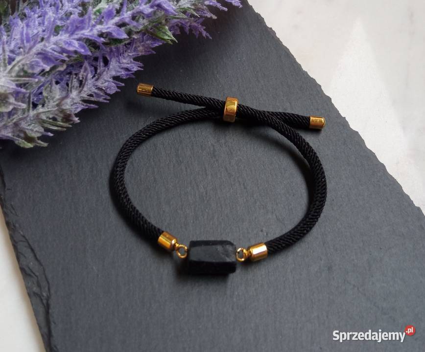 Bransoletka zaciągana czarny turmalin