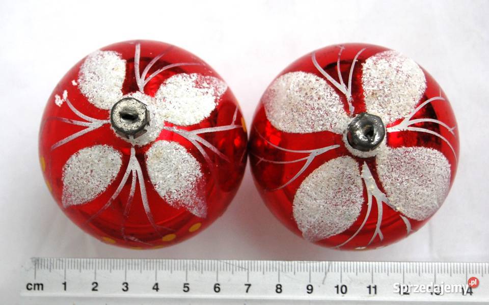 Stare bombki szklane 2 ręcznie malowane czerwone Lublin