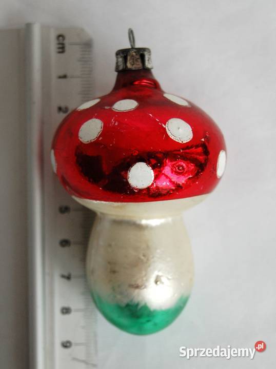 Stara bombka szklana ręcznie malowana muchomorek Lublin